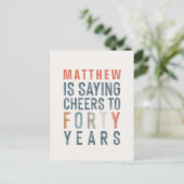 40e verjaardag moderne rustic classy typografie po uitnodiging briefkaart (Staand voorkant)