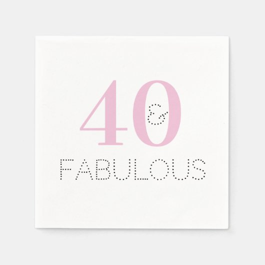 40e verjaardag Moderne Typografie Roze Partij Servet (Voorkant)