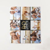 40e verjaardag moderne zwart en goud foto collage  wandkleed (Voorkant)