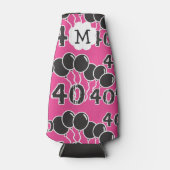 40e verjaardag Monogram ROZE ZWART Gepersonaliseer Flesjeskoeler (Voorkant)