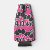 40e verjaardag Monogram ROZE ZWART Gepersonaliseer Flesjeskoeler (Achterkant)