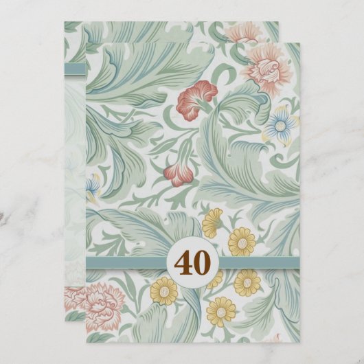 40e verjaardag mooie uitnodigingen (Voorkant / Achterkant)