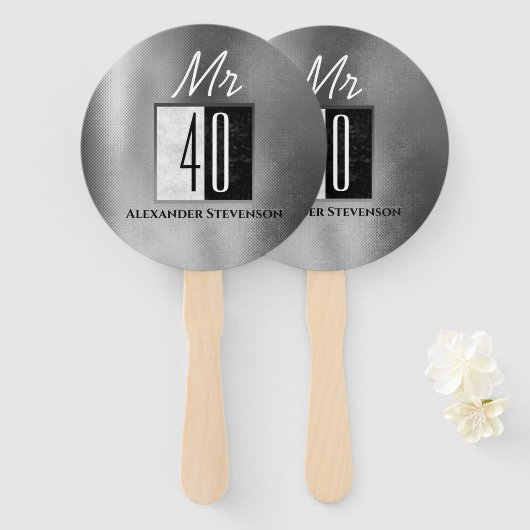 40e verjaardag, Mr 40, zwart-wit Handwaaier (Voorkant en achterkant)