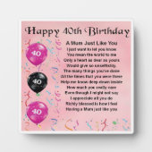 40e verjaardag Mum Poem Plaque Fotoplaat (Voorkant)