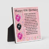 40e verjaardag Mum Poem Plaque Fotoplaat (Voorkant)