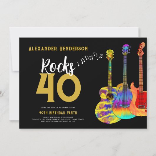 40e verjaardag Muziek Guitar Rocks 40 Kaart (Voorkant)