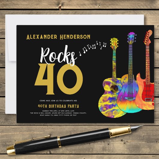40e verjaardag Muziek Guitar Rocks 40 Kaart