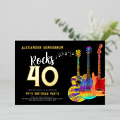 40e verjaardag Muziek Rocks 40 Gold Folie Uitnodiging (Staand Voorkant)