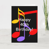 40e verjaardag Muzieknoten Gevouwen Wenskaart Kaart (Voorkant)