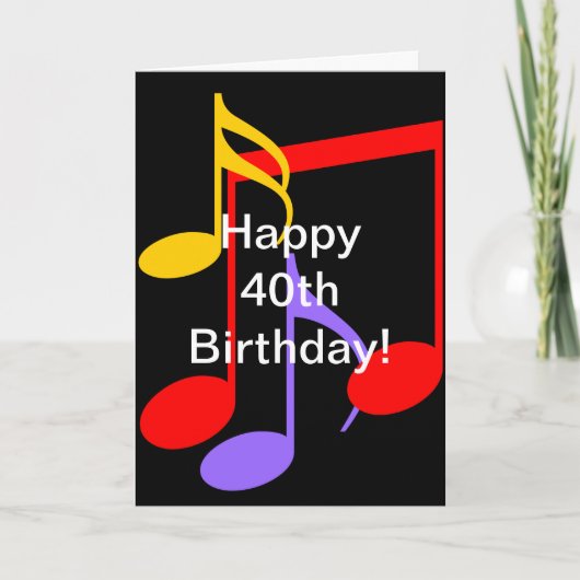 40e verjaardag Muzieknoten Gevouwen Wenskaart Kaart (Voorkant)