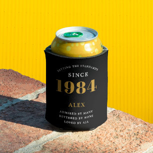 40e Verjaardag Naam 1984 Zwart Goud Elegant Chic Blikjeskoeler