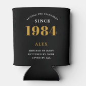 40e Verjaardag Naam 1984 Zwart Goud Elegant Chic Blikjeskoeler (Achterkant)