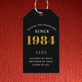 40e Verjaardag Naam 1984 Zwart Goud Elegant Chic Cadeaulabel