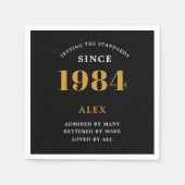 40e Verjaardag Naam 1984 Zwart Goud Elegant Chic Servet (Voorkant)