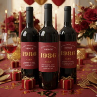 40e Verjaardag Naam 1986 Rood Goud Elegant Chic