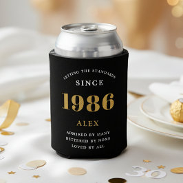 40e Verjaardag Naam 1986 Zwart Goud Elegant Chic Blikjeskoeler