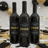 40e Verjaardag Naam 1986 Zwart Goud Elegant Chic