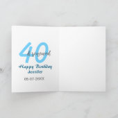 40e & verjaardag naam datum blauw vet nummer kaart (Binnen)