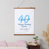 40e & verjaardag naam datum blauwe dikgedrukte num hangend wandkleed (Slaapkamer)