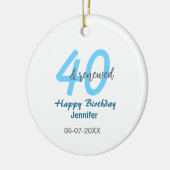 40e & verjaardag naam datum blauwe dikke nummer keramisch ornament (Links)