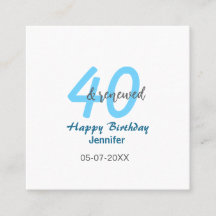 40e & verjaardag naam datum blauwe dikke nummer