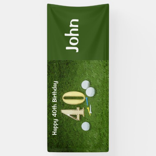 40e verjaardag naar golfer met golfbal en t-shirt spandoek (Verticaal)