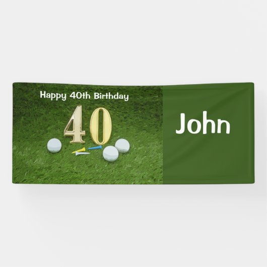 40e verjaardag naar golfer met golfbal en t-shirt spandoek (Horizontaal)