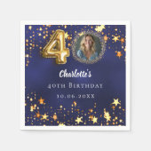 40e verjaardag navy blauw goud sterren foto servet (Voorkant)