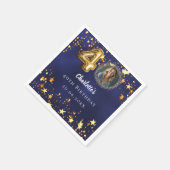 40e verjaardag navy blauw goud sterren foto servet (Hoek)