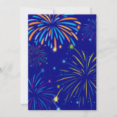 40e verjaardag Navy Blue en Gold Rainbow Fireworks Kaart (Achterkant)