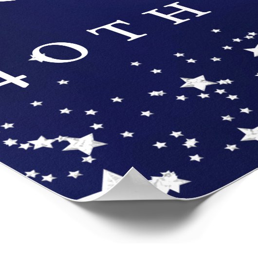 40e verjaardag Navy Blue Silver Stars Foto welkom Poster (Hoek)