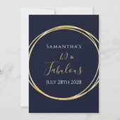 40e verjaardag Navy Gold Verjaardag Uitnodiging (Achterkant)