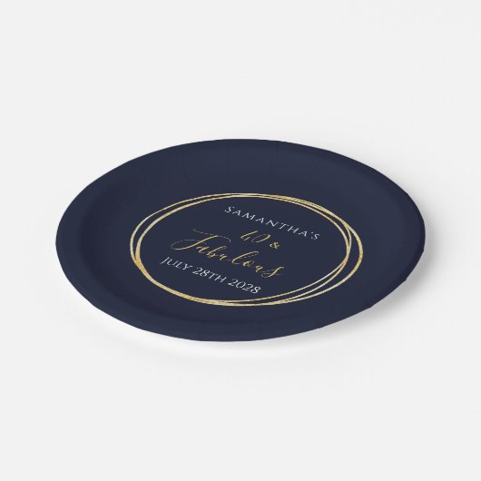 40e verjaardag Navy Gold verjaardagsfeest Papieren Bordje (Gekanteld)