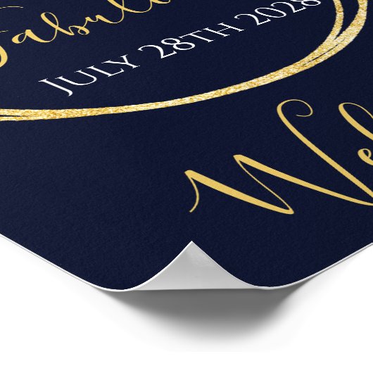 40e verjaardag Navy Gold verjaardagsfeest welkom Poster (Hoek)