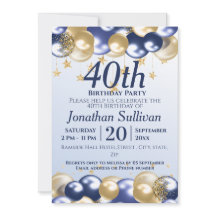 40e verjaardag Navy Gouden Ballonnen Feest