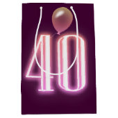 40e verjaardag Neon Sign. en ballon Medium Cadeauzakje (Voorkant)