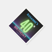 40e verjaardag Neon Sign Funny 80s Retro Aangepast Servet (Hoek)