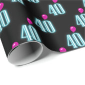 40e verjaardag Neon Sign met ballon Cadeaupapier (Rol Hoek)