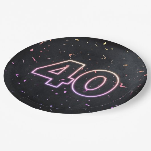 40e verjaardag Neon Sign on Black Paper Bord (Gekanteld)