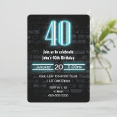 40e verjaardag Neon Sign on Brick Kaart (Staand voorkant)