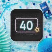 40e verjaardag Neon Sign On Brick Papieren Bordje (Feest)