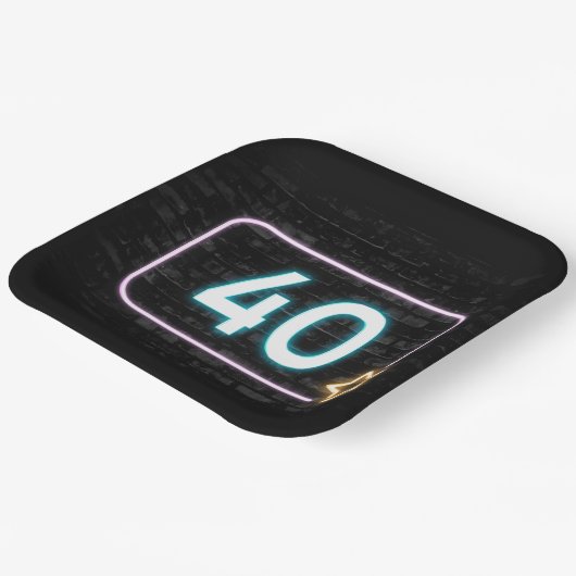 40e verjaardag Neon Sign On Brick Papieren Bordje (Gebogen)