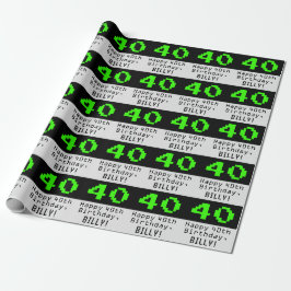 40e verjaardag - Nerdy / Geeky stijl "40" en naam Cadeaupapier