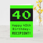 40e verjaardag: Nerdy / Geeky stijl "40" en naam Kaart (Gele Bloem)