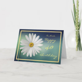 40e verjaardag Nicole Daisy Elegant Gold Lijst Kaart