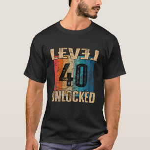 40e Verjaardag Niveau Ontgrendeld Vintage Retro T-shirt