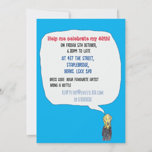 40e verjaardag nodigt 40 jaar uit kaart (Achterkant)
