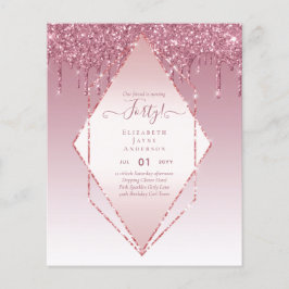 40e verjaardag nodigt meisje uit tot Glamor Glitte Flyer