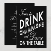 40e verjaardag nodigt Tijd uit om Champagne zwart Kaart (Voorkant / Achterkant)