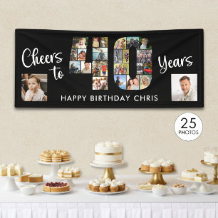 40e Verjaardag Nummer 25 Fotocollage Proost Spandoek